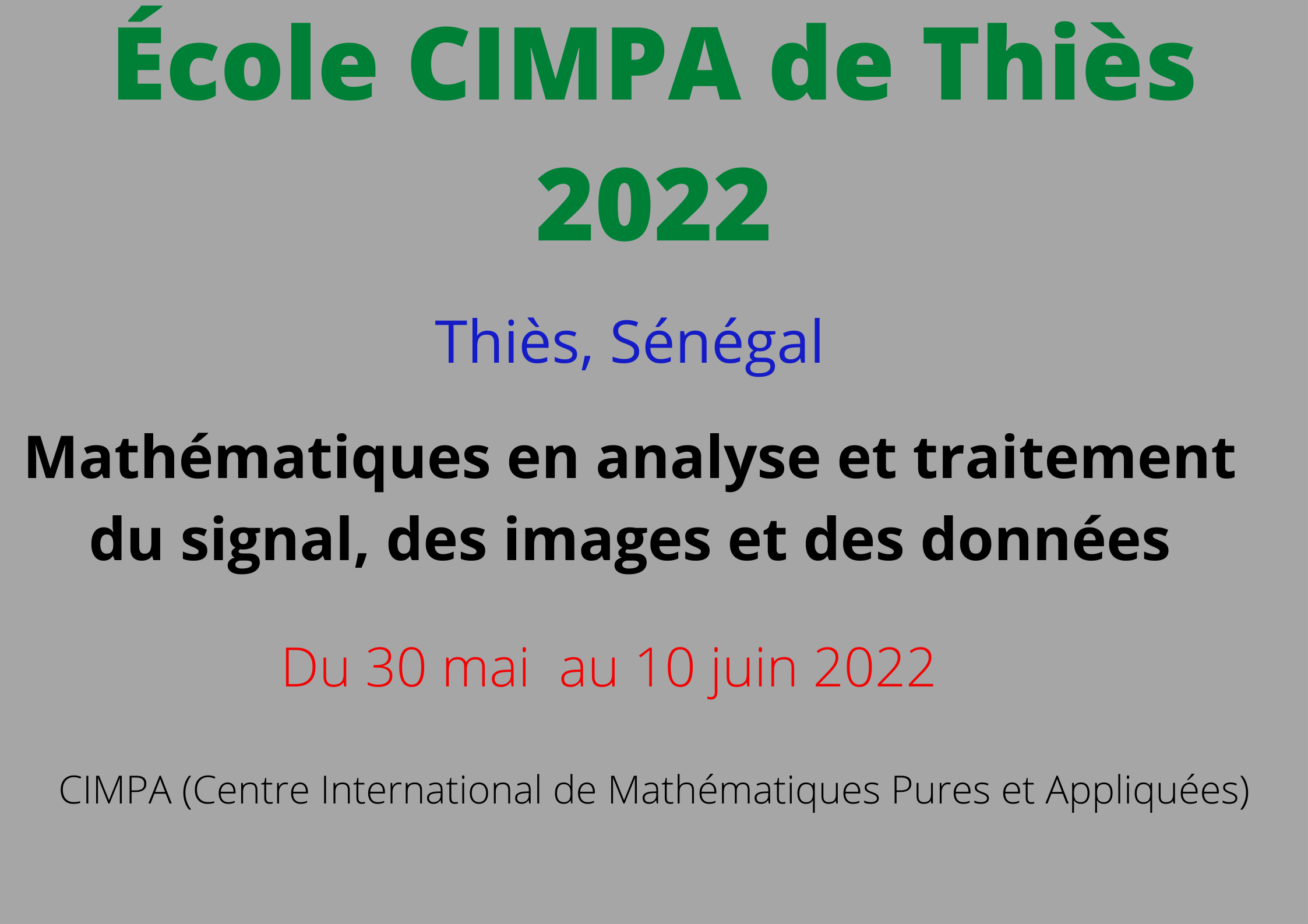 École CIMPA de Thiès 2022