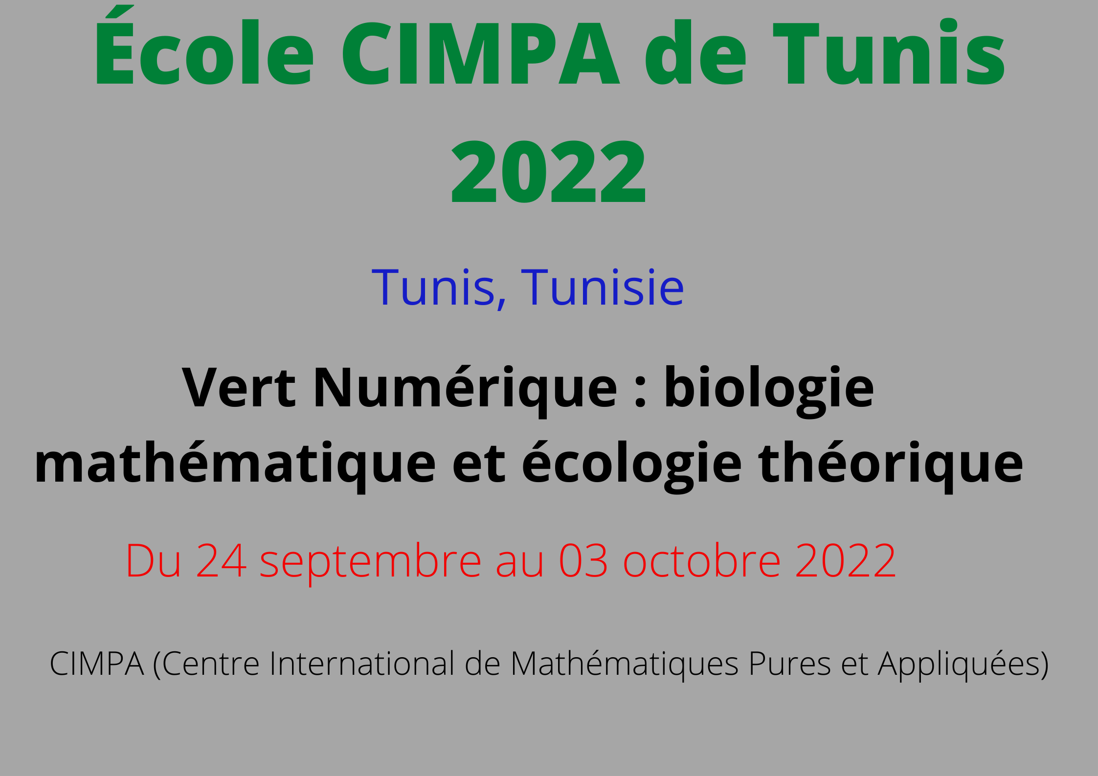 École CIMPA de Tunis 2022