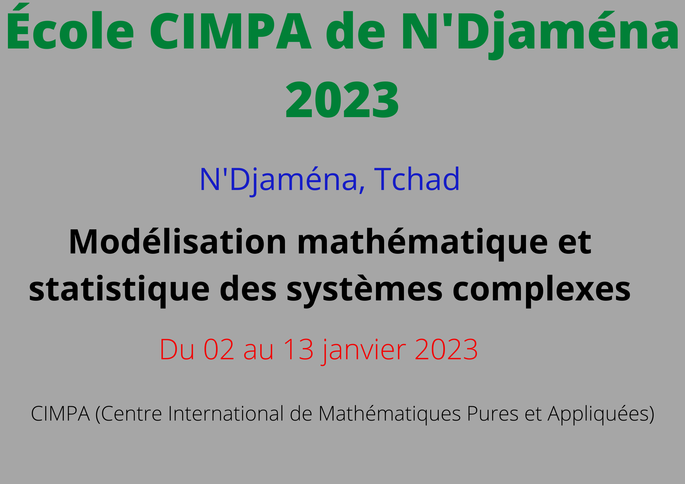 École CIMPA de N'Djaména 2023